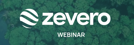 zevero logo over an aerial view of bright green trees